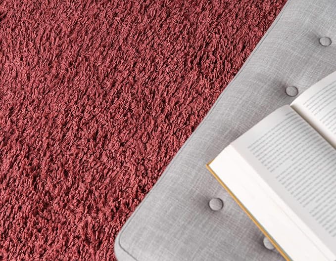 Unique Loom Davos Shag Collection Area Rug - Solid (3' 3" x 5' 3" Rectangle, Poppy)