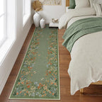 Lahome Boho Floral 2'6"x8 Green Washable Hallway Kitchen Runner Rug, Non Skid Bathroom Carpet Runners, Soft Non-Slip Indoor Rug Runners for Entryway Laundry Bedroom(Green,2'6"x8)