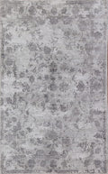Rug Source Modern Collection, 5x8 Abstract Rug, Hand Knotted Greys & Charcoal Floral Rug, Oriental 100% Silk Carpet for Foyer, Entryway and Hallway