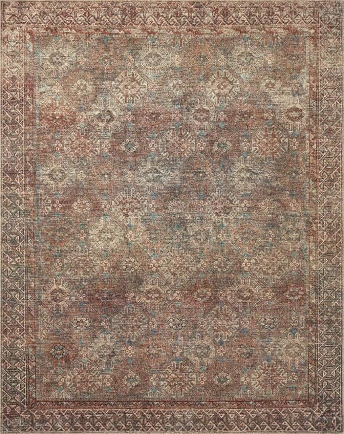 Loloi Amber Lewis Billie Collection BIL-04 Aqua/Rust 10'-0" x 14'-0", 0.19" Thick Area Rug