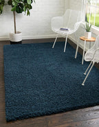 Unique Loom Solid Shag Collection Area Rug (6' 1" x 9' Rectangle, Sapphire Blue/ Navy Blue)