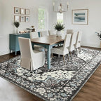 Beglad Area Rugs 5x7 for Living Room, Bedroom, Washable Vintage Rugs -Low Pile Soft Distressed Rugs for Kitchen, Dining Room, Non Shedding, Black and Blue