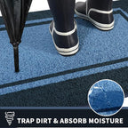 PURRUGS Dirt Trapping Door Mat 24" x 70", Non-Slip/Skid Machine Washable Entryway Rug, Shoes Scraper, Area Rug, Super Absorbent Welcome Mat for Muddy Wet Shoes and Paws, Light Blue & Navy