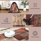 DweIke Washable Area Rugs for Living Room, 6x9 Large Bedroom Rugs, Geometric Print Non Slip Low Pile Indoor Throw Carpets for Bedroom Apartment Dining Room Home Office Hardwood Floor, Red