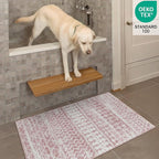 2x3 Machine Washable Area Rug for Entryway, Pink Vintage Moroccan Rug Non-Slip Low Pile Soft Faux Wool Small Carpet, Kids and Pets Friendly for Bedroom Kitchen Hallway Home Decor Rug