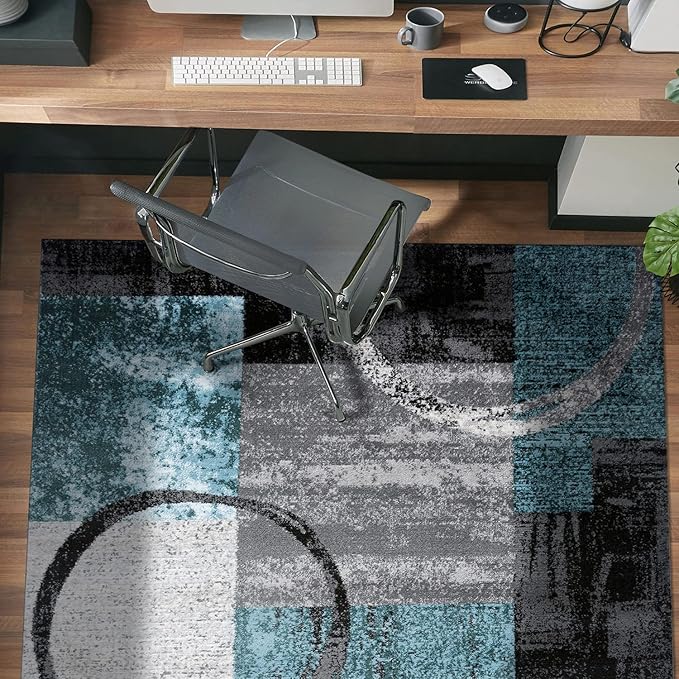 Rugshop Contemporary Circle Design Area Rug, Carpet with Jute Backing for Bedroom, Office, or Entryway, Gray, 4' x 6'