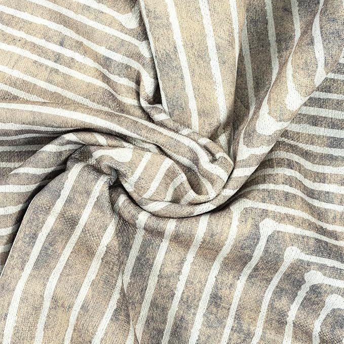 GLN Rugs Contemporary Collection - Machine Washable Area Rug, Contemporary Washable, Non Slip, Low Pile Chenille Rug, Living Room, Bedroom, Kitchen Rug (2' x 3' Lines Cream)
