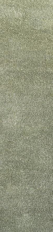 Eyely UES100O-210 Supersoft Haze Solid Low-Pile Indoor Runner Rug Casual;Contemporary;Solid;Traditional, Bedroom, Kitchen, Living Room, Easy-Cleaning, Non-Shedding, 2 X 10, Green