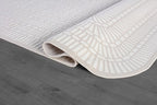 Beverly Rug Modern Geometric Area Rug 8x10 Low-High Pile Durable Soft Abstract Grid Indoor Rugs for Living Dining Room Office Stain Resistant Non Shedding Casual Indoor Carpet Beige White 8 x 10