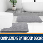 OLANLY Bathroom Rugs 35x24, Extra Soft Absorbent Chenille Bath Rugs, Rubber Backing Quick Dry, Machine Washable Bath Mats for Bathroom Floor, Tub and Shower, Home Decor Accessories, Grey