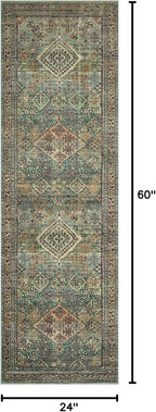 Loloi Magnolia Home by Joanna Gaines Sinclair Collection SIN-03 Turquoise/Multi 2'-0" x 5'-0", .25" Pile Height, Machine Washable, Accent Rug