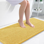 OLANLY Bathroom Rugs 47x24, Extra Soft Absorbent Chenille Bath Rugs, Rubber Backing Quick Dry, Machine Washable Bath Mats for Bathroom Floor, Tub and Shower, Home Decor Accessories, Yellow