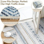 BESTSWEETIE 6x9 Area Rugs for Living Room Washable Moroccan Farmhouse Neutral Geometric Low Pile Non-Slip Soft Print Pattern Rug for Bedroom Kitchen Dining Room Entryway Blue/Brown