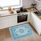 2x3 Small Area Rug for Entryway, Soft Washable Rugs with Non-Slip Backing for Bedroom Kitchen, Vintage Throw Carpet Laundry Entry Door Decor, Celestial Blue