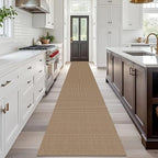 IOHOUZE Washable Exrea Long Hallway Runner Rug 2.6x18 Rubber Backed Kitchen Runner Entryway Runner Indoor, Woven Rugs Floor Carpet for Kitchen Hall Entryway Stair, Orange/Tan/Brown