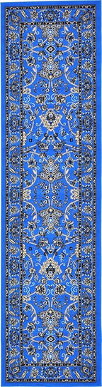 Unique Loom Sialk Hill Collection Area Rug - Washington (2' 7" x 10' Runner Dark Blue/Black)