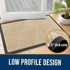 Kitinjoy Front Door Mat Outside Entrance, Sturdy Natural Dirt Trapper, Heavy Duty Rubber Doormat, Low Profile Non-Slip Backing, Easy Clean Floor Mat for Indoor Outdoor Entry, 35X23 Inch, Beige