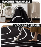 YIHOUSE Black Modern Area Rug 6x9,Abstract Rugs for Bedroom,Black and White Geometric Rug,Minimalist Wave Rug,Dark Washable Area Rugs 6x9 Non Slip Rugs for Living Room，Office