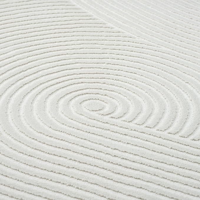 Abani Area Rug for Living Room, Bedroom - Zen Reiki Circles Pattern - Durable & Easy to Clean (Cream, 10' x 14')