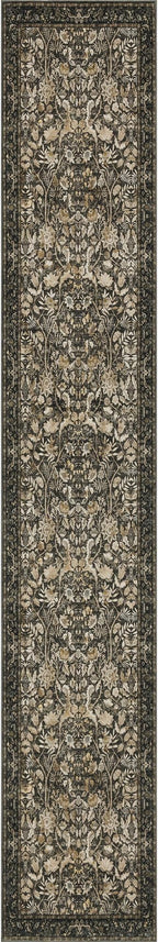 Washable Runner Rug 2x12: Vintage Boho Floral Carpet Runners for Hallway Entryway Non-Slip - Soft Botanical Low Pile Thin Mat for Kitchen Bathroom Bedroom Laundry Floor Decor - Dark Brown