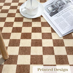 LIVEBOX 8x10 Area Rugs for Living Room, Checkered Non-Slip Washable Rugs, Farmhouse Neutral Classic Geometric Pattern Large Boys Area Rug for Bedroom, Carpet for Dining Room Office(Dark Brown,8'x10')