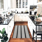 KOZYFLY Black and White Striped Outdoor Rug 3x5 Ft Area Rug Washable Front Porch Rug Front Door Mat Cotton Outdoor Doormats Carpet for Front Door Kitchen Entryway Patio Living Room