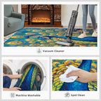 Peacock Area Rug 8x10-8x10 Rug, Wonderful Peacock Rugs for Living Room, Teal Turquoise Carpet, Peafowl Washable Area Rugs for Bedroom, Aesthetics Carpet - Peafowl Home Decor & Gifts