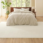 Bedsure 3x5 Faux Wool Area Rugs for Living Room, Machine Washable Carpet, Non-Slip Backing, Pet Friendly Throw Rug for Bedroom Dining Room, Linen