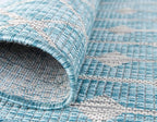 Unique Loom Outdoor Trellis Collection Area Rug - Tribal Trellis (7' 1" x 10' Rectangle, Aqua/ Ivory)