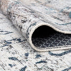 Bloom Rugs Washable Non-Slip 6' x 9' Rug - Teal/Beige Traditional Area Rug for Living Room, Bedroom, Dining Room, and Kitchen - Exact Size: 6' x 9'