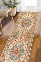 COMSLE Boho Runner Rug, 2' x 8' Washable Rugs for Hallway Faux Wool Small Kitchen Area Rug Distressed Throw Rug Non-Slip Laundry Room Rug Carpet Runner for Entryway Indoor Bedroom