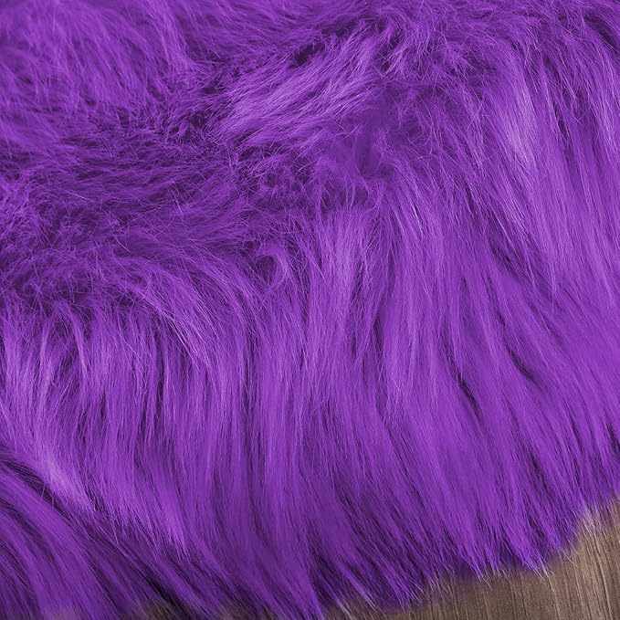 Latepis Purple Faux Sheepskin Large 6x9 Area Rugs for Living Room Throw Rugs for Bedroom Washable Fur Rug Fluffy Shag Boho Rug Home Decor Rectangle