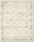Washable 2x3 Entryway Rug, Boho Non-Slip Door Mat Vintage Distress Small Rugs for Kitchen Nursery Office Bedroom, 0.3" Neutral Oriental Throw Carpet with Cushioning Pad,Grey/Beige/Orange/Multi