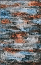 WILLSUN Washable Area Rugs, 6x9 Non-Slip Boho Large Area Rugs for Living Room, Bedroom, Machine Washable Vintage Rug, Indoor Floral Print Carpet for Home Decor, Kid & Pet Friendly Mat