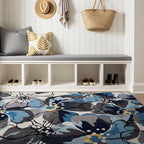 Rugshop Contemporary Gray-Blue Large Floral Non-Slip Area Rug 5' x 7' - Stylish Accent