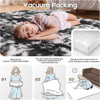 6x9 Area Rugs for Living Room, Fluffy Large Rugs for Bedroom, Soft Shag Fuzzy Non-Slip Carpet for Kids Boys and Girls Nursery Room Dorm Indoor Home Decor (Black and White, 6ft x 9ft)