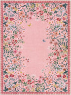 Wonnitar Washable Pink Floral 9x12 Rugs for Bedroom, Non-Slip Living Room Area Rug, Cute Nursery Large Botanical Area Rug, Soft Floor Carpet for Playroom Closet (Pink,9'x12')