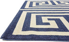Unique Loom Athens Collection Classic Geometric Modern Border Design Area Rug (7' 0 x 10' 0 Rectangular, Navy Blue/ Beige)