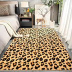 Amearea Soft Leopard Rugs for Bedroom Living Room, 6x9 Modern Cheetah Print Thickened Memory Foam Rug, Fluffy Indoor Washable Animal Rugs Carpet for Kids Boys Girls Dorm Nursery Room Decor, Khaki