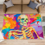 4x5 Abstract Graffiti Indoor Outdoor Rug - Colorful Skeletons Bedside Rug, Pop Art Washable Entry Way Rugs Kids Carpet for Inside House Playroom Living Room End Table Nursery