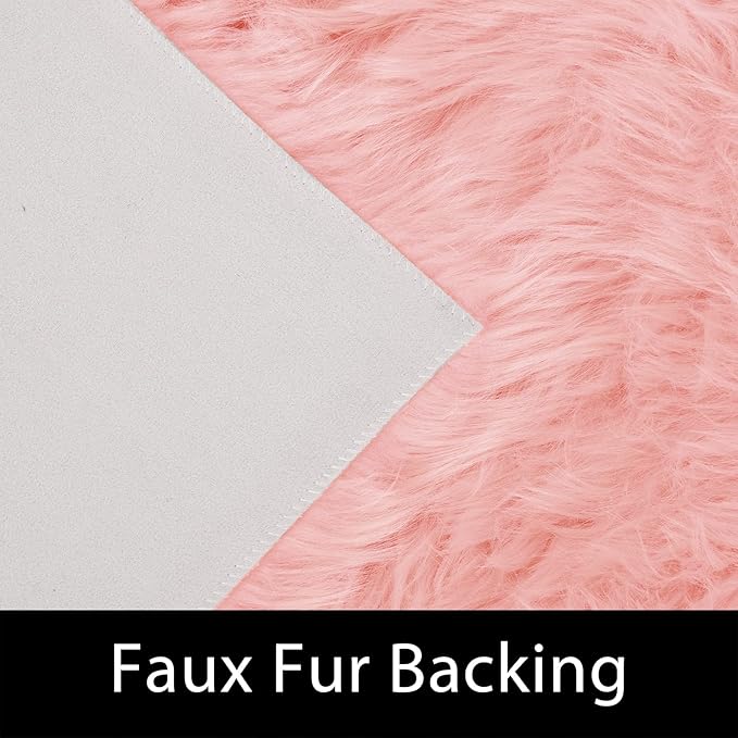 Latepis Pink Rugs for Living Room Area Rug 6x9 Faux Sheepskin Fur Rug for Bedroom Entertainment Room Sofa Floor Fuzzy Rug Shag Rug for Girls Room Luxury Home Decor