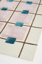 Greer Wool Area Rug - Chic Hand-Tufted Mauve, Blue, and Beige Design for Stylish Home Decor (6x9 Ft)