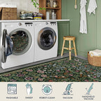 Lahome Floral Hallway Runner, 2x6 Green Washable Runner Rug for Kitchen Non Slip, Soft Stain Resistant Long Carpet for Bathroom Entryway with Rubber Backing