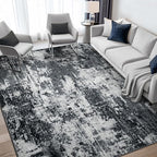 Washable Area Rugs 5'x8' Non-Slip Modern Abstract Soft for Living Room Entryway Bedroom Nursery, Print Pattern, Black Gray