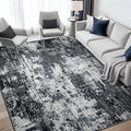 Washable Area Rugs 6'x8' Non-Slip Modern Abstract Soft for Living Room Entryway Bedroom Nursery, Print Pattern, Black Gray