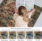 Moynesa Washable Vintage Bathroom Rug, Small Area Rug 2x3 Entryway Rug Indoor Door Mat, Boho Kitchen Rugs Non Skid Non Slip, Non-Shedding Ultra-Thin Oriental Throw Carpet for Bedroom Decor