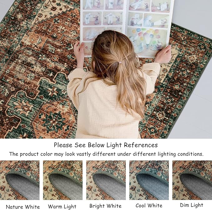 Moynesa Washable Vintage Bathroom Rug, Small Area Rug 2x3 Entryway Rug Indoor Door Mat, Boho Kitchen Rugs Non Skid Non Slip, Non-Shedding Ultra-Thin Oriental Throw Carpet for Bedroom Decor