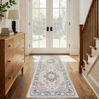 XWZO Runner Rug 2x6ft, Washable Hallway Runner with Non-Slip Backing, Vintage Spill Stain Resistant Floor Mat for Entryway Corridor Bedroom Kitchen, Soft Low-Pile Area Carpet, Colorful