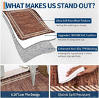Living Room 8x10 Washable Soft Area Rug for Dining Room Living Room Foldable Non Slip Soft Indoor Carpet Modern Geometric Bordered Stain Resistant Bedroom Laundry Rugs with Rubber Back, Brick Red