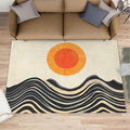 Boho Sun Area Rugs 4x6ft, Watercolor Mountain Carpet for Bedroom, Abstraction Deco Rug for Living Room Easy to Clean for Indoor Outdoor Hardwood Floors Home Decor